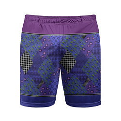 Мужские спортивные шорты Combined burgundy-blue pattern with patchwork