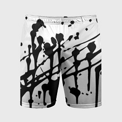 Мужские спортивные шорты Чёрные кляксы на белом фоне - минимализм