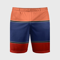 Шорты спортивные мужские Combined pattern striped orange red blue, цвет: 3D-принт