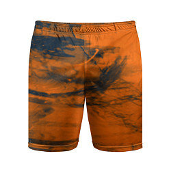 Мужские спортивные шорты Абстрактная оранжевая поверхность и чёрные тени
