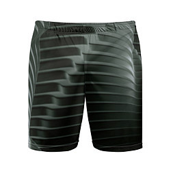 Шорты спортивные мужские Наноброня - чёрные волнообразные пластины, цвет: 3D-принт