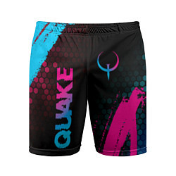 Шорты спортивные мужские Quake - neon gradient: надпись, символ, цвет: 3D-принт