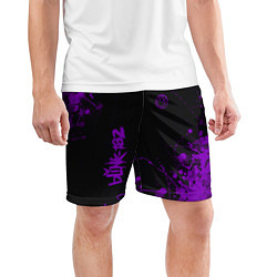 Шорты спортивные мужские Blink 182 фиолетовые брызги, цвет: 3D-принт — фото 2
