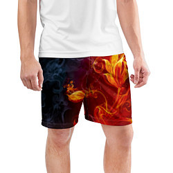 Шорты спортивные мужские Огненный цветок с дымом, цвет: 3D-принт — фото 2