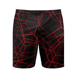Мужские спортивные шорты Красные линии на черном фоне