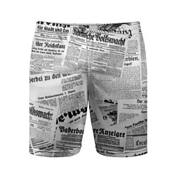Шорты спортивные мужские Газетный коллаж, цвет: 3D-принт