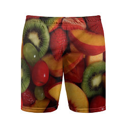 Шорты спортивные мужские Фруктово ягодный фон, цвет: 3D-принт