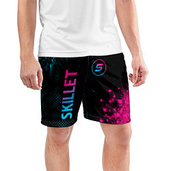 Шорты спортивные мужские Skillet - neon gradient: надпись, символ, цвет: 3D-принт — фото 2