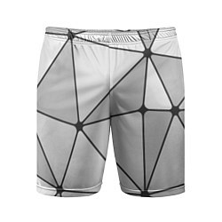 Шорты спортивные мужские Геометрические линии на сером фоне, цвет: 3D-принт