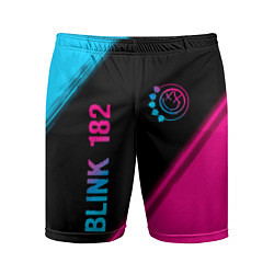 Шорты спортивные мужские Blink 182 - neon gradient: надпись, символ, цвет: 3D-принт