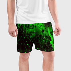Шорты спортивные мужские Зелёные краски и вода, цвет: 3D-принт — фото 2