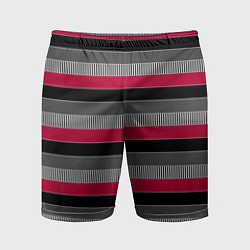 Шорты спортивные мужские Красно-черный полосатый современный узор, цвет: 3D-принт