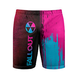 Мужские спортивные шорты Fallout - neon gradient: по-вертикали