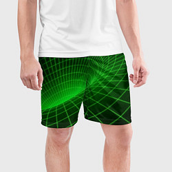 Шорты спортивные мужские Зелёная неоновая чёрная дыра, цвет: 3D-принт — фото 2