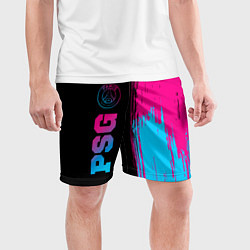 Шорты спортивные мужские PSG - neon gradient: по-вертикали, цвет: 3D-принт — фото 2