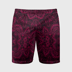 Мужские спортивные шорты Малиновый орнамент на черном