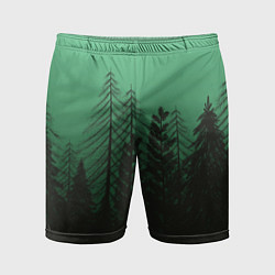Шорты спортивные мужские Зелёный туманный лес, цвет: 3D-принт