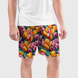 Шорты спортивные мужские Роскошные тюльпаны, цвет: 3D-принт — фото 2