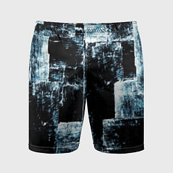 Шорты спортивные мужские Голубой, чёрный и белый абстракт, цвет: 3D-принт