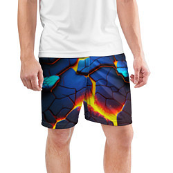 Шорты спортивные мужские Яркая неоновая лава, разломы, цвет: 3D-принт — фото 2