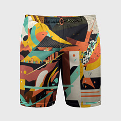 Шорты спортивные мужские Авангардная геометрическая композиция, цвет: 3D-принт