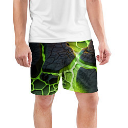 Шорты спортивные мужские Зеленая неоновая лава, цвет: 3D-принт — фото 2