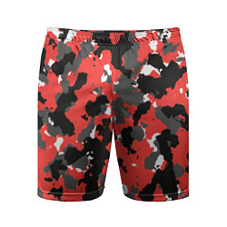 Шорты спортивные мужские Красно-черный камуфляж, цвет: 3D-принт