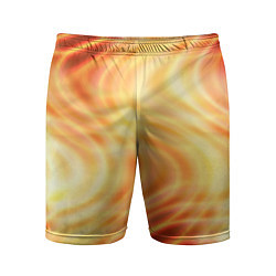 Шорты спортивные мужские Абстрактные оранжево-жёлтые солнечные волны, цвет: 3D-принт