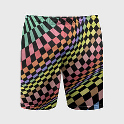Шорты спортивные мужские Colorful avant-garde chess pattern - fashion, цвет: 3D-принт
