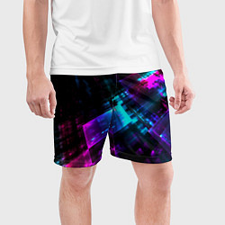 Шорты спортивные мужские Неоновый киберпанк, цвет: 3D-принт — фото 2