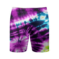 Шорты спортивные мужские Тай дай фиолетовый узор, цвет: 3D-принт