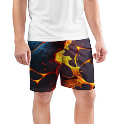 Шорты спортивные мужские ВЫтекающая лава из плит, цвет: 3D-принт — фото 2