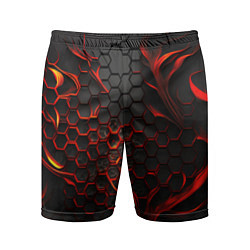 Шорты спортивные мужские Объемные огненные плитки, цвет: 3D-принт