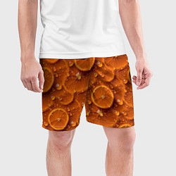Шорты спортивные мужские Сочная текстура из долек апельсина, цвет: 3D-принт — фото 2
