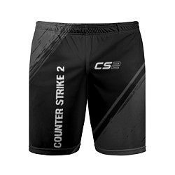 Мужские спортивные шорты Counter Strike 2 glitch на темном фоне: надпись, с