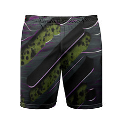 Шорты спортивные мужские Текстура с зелеными вставками, цвет: 3D-принт