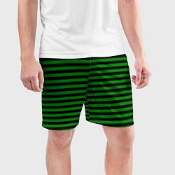 Шорты спортивные мужские Черно-зеленые полосы, цвет: 3D-принт — фото 2