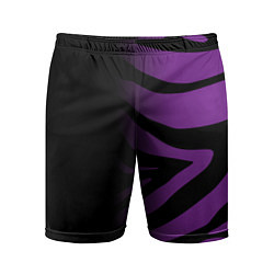 Шорты спортивные мужские Фиолетовый с черными полосками зебры, цвет: 3D-принт