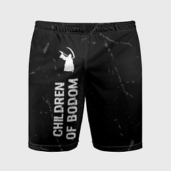Мужские спортивные шорты Children of Bodom glitch на темном фоне: по-вертик