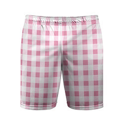 Мужские спортивные шорты Барби-розовый: клетка