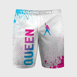 Мужские спортивные шорты Queen neon gradient style: надпись, символ