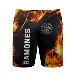 Шорты спортивные мужские Ramones и пылающий огонь, цвет: 3D-принт
