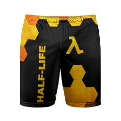 Мужские спортивные шорты Half-Life - gold gradient: надпись, символ