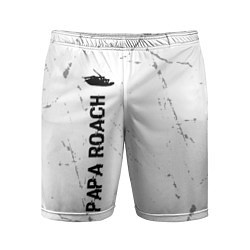 Мужские спортивные шорты Papa Roach glitch на светлом фоне: по-вертикали