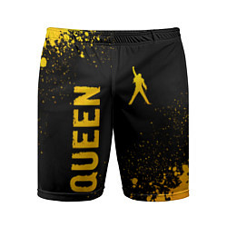 Шорты спортивные мужские Queen - gold gradient: надпись, символ, цвет: 3D-принт