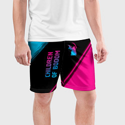 Шорты спортивные мужские Children of Bodom - neon gradient: надпись, символ, цвет: 3D-принт — фото 2