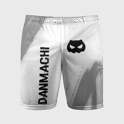 Мужские спортивные шорты DanMachi glitch на светлом фоне: надпись, символ
