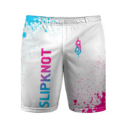 Шорты спортивные мужские Slipknot neon gradient style: надпись, символ, цвет: 3D-принт