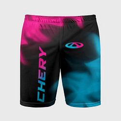 Мужские спортивные шорты Chery - neon gradient: надпись, символ
