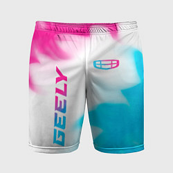 Мужские спортивные шорты Geely neon gradient style: надпись, символ